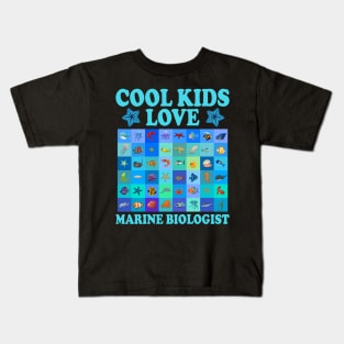 Marine Biologist Biology Kids Fathers Day Gift Funny Retro Vintage Kids T-Shirt